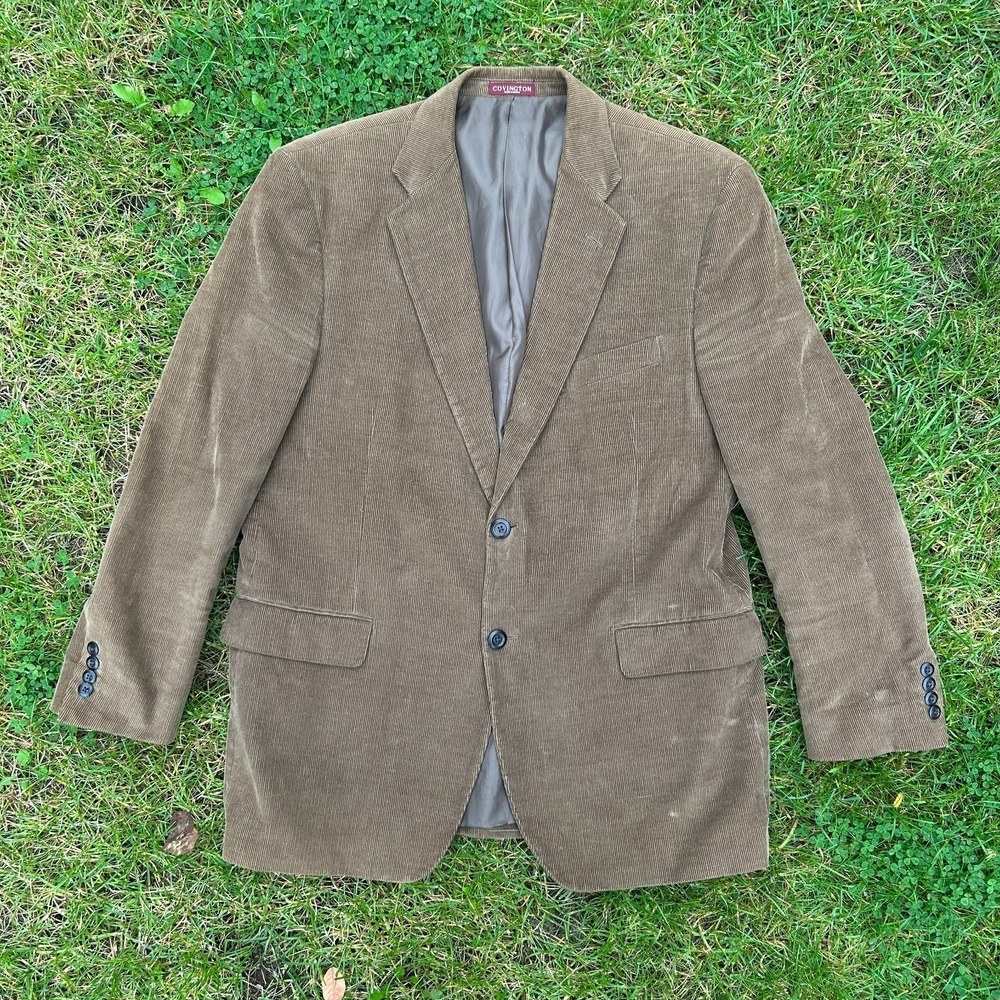 Covington Corduroy Blazer Mens 44R Brown Sport Coat Jacket Professor Academia